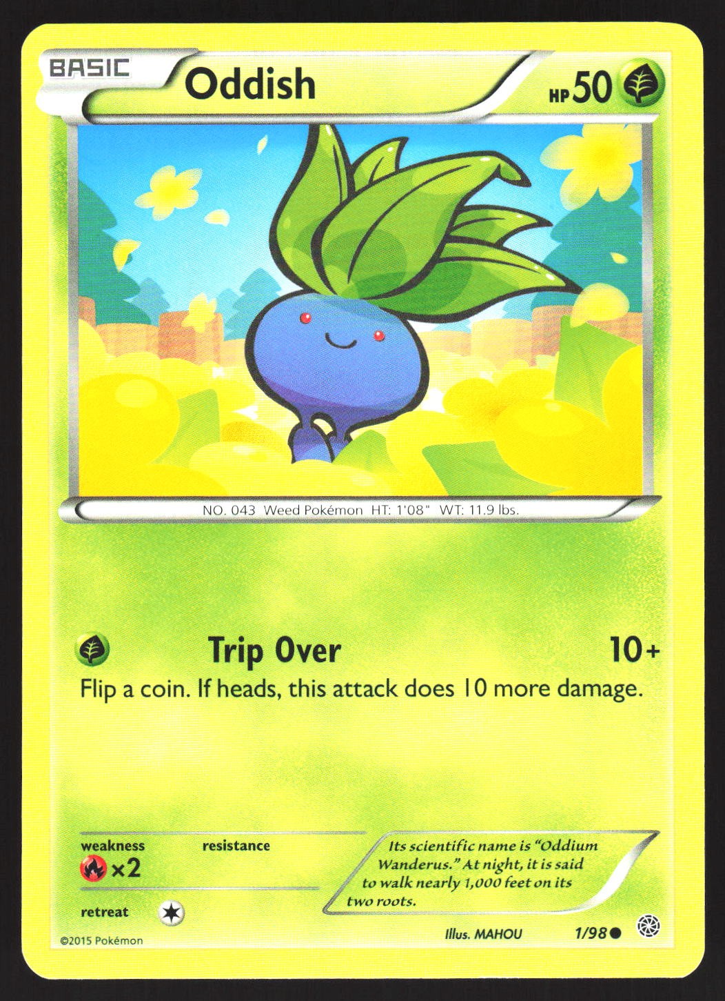 Oddish 1/98 Common Ancient Origins Pokemon Lightly Played