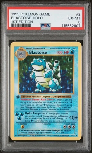 1999 POKEMON BASE SET 1ST EDITION #2 BLASTOISE-HOLO PSA 6