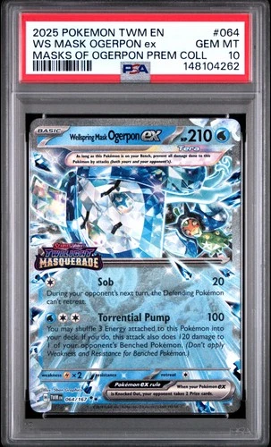 2025 POKEMON TWM EN-TWILIGHT MASQUERADE #064 WELLSPRING MASK OGERPON EX PSA 10