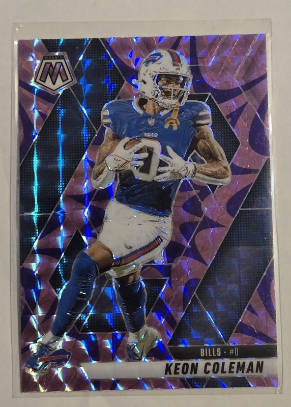 2025 Panini Mosaic - Keon Coleman #146 Reactive Purple Mosaic Prizm Bills