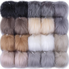 20 Pcs Faux Fur Pom Poms for Hats - 4 Inch Fluffy Pom Poms with Elastic