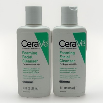 Cerave Foaming Facial Cleanser for Normal to Oily Skin, 3 fl oz, Lot of 2