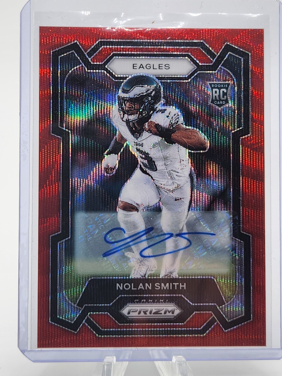 2023 Panini Prizm #382 Nolan Smith Rookie Autographs Prizm Red Wave #/149