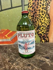 VINTAGE PLUTO WATER 1 PINT 7 OZ PAPER LABEL BOTTLE SIGN NOS DEVIL SATAN INDIANA