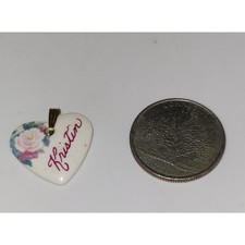 Kristin Heart Shaped Kiln Fired Porcelain Metal Bail Pendant Flower graphic