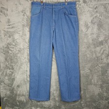 70s Vintage Sanforized Wrangler Elite Jeans Mens 36x29 LT Blue Denim Made in USA