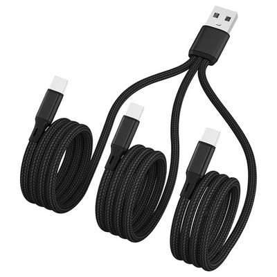 Multi USB-C Cable 4FT, 3 in 1 Multiple Type C Charging,3A Splitter Black 