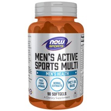NOW FOODS Men's Active Sports Multi 90 Softgels, Clearance for Best By 04/2026