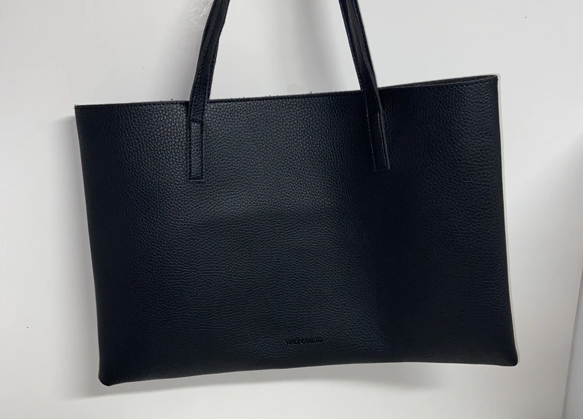 Vince Camuto Black Gray Striped Pebbled Vegan Leather Tote Bag eBay