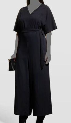 $365 Whitney Morgan Women's Black Short Sleeve V-Neck Jumpsuit Plus Size 2X