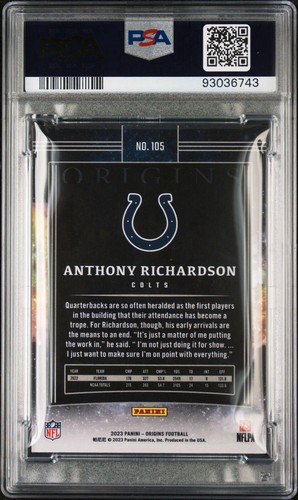 2023 PANINI ORIGINS ANTHONY RICHARDSON #105 ROOKIE PSA 9 Indianapolis Colts - Picture 2 of 3