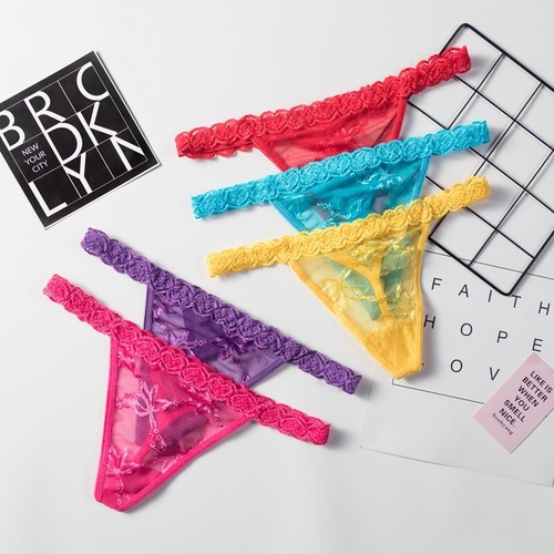 Womens Sexy Lace Sheer GString Panties Thong Floral Underwear Briefs