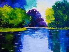 Natasha Petrosova original oil painting The Lake 16x20 inch