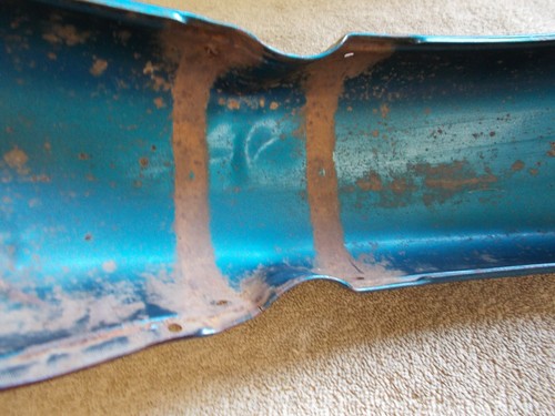 VINTAGE STEEL MOTORCYCLE FENDER W/ FLAMES HARLEY BOBBER RAT BIKE~ DENTED~ - Foto 18 di 22