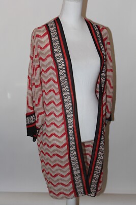 Chico's Size 1 Extra Long Open Thin Wrap Shirt Blouse Semi-Sheer Top Dolman Slv