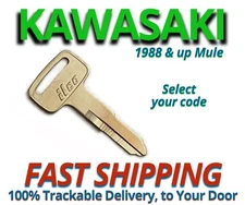 Kawasaki Mule Keys 1988+ Replacement Key Cut to Code A34344-A44331 All Metal