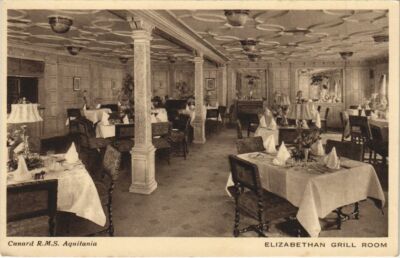CPA Cunard R.M.S. Aquitanien - Elisabethanischer Grillraum SCHIFFE (1206376)