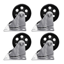 2/4/6/8pcs Cast Heavy Duty Iron Plate Swivel Casters 440lbs 3" Industrial Wheel