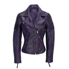  Womens Vintage Slim Fitted Soft Real Leather Ladies Biker Jacket UK Size 6 – 24