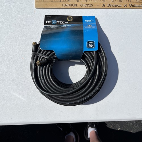 100ft Direct Burial RG-6 Coaxial Cable – Black, Aquaseal, With Boot Fittings For Underground Use