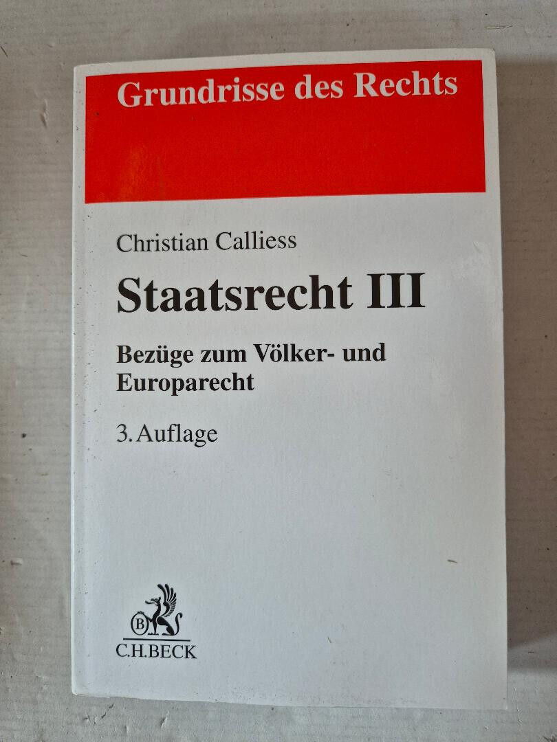 Thumbnail - Staatsrecht Iii: Bezüge Zum Völker- Und Europarecht - Christian