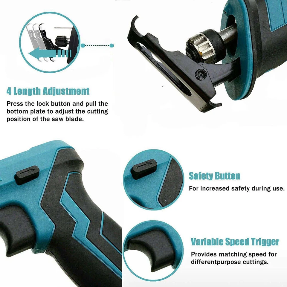 Cordless Reciprocating Saw For Makita 18V Li-ion DJR186Z LXT Brushed Body Only - Image 4 of 4