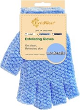EvridWear Fingerless Exfoliating Bath Gloves Body Scrub for Shower, 1 Pair