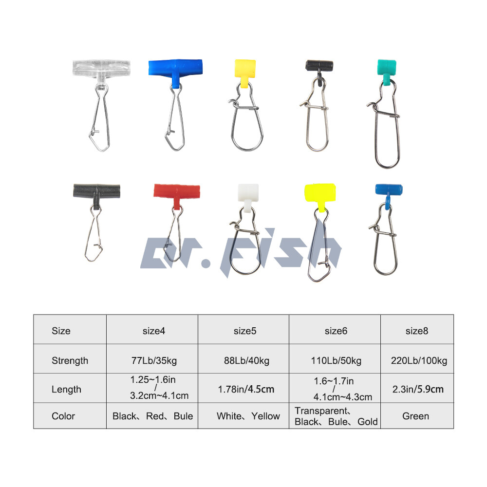 Dr.Fish 100pcs Stainless Steel Sinker Slide w' Hook Snap Box Catfish Saltwater 