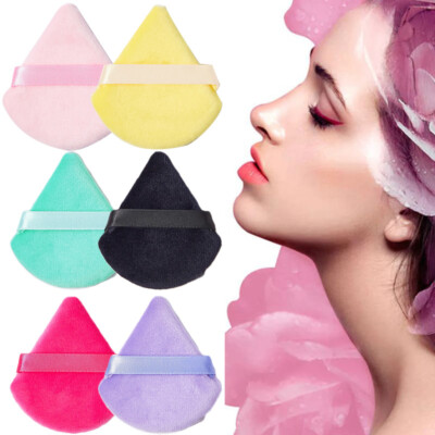 2 Pcs Triangle Velvet Powder Puff Flours Mini Face Makeup Sponge Soft Cotton US 