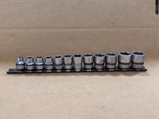 SNAP ON 12 PIECE 3/8" DRIVE FSM 8mm-19mm 6 POINT SOCKET SET- USED.