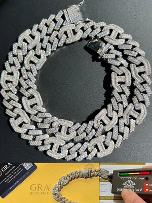 VVS MOISSANITE Solid 925 Silver Mens 15mm Figarucci Gucci