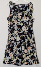 GAP Black, Pink, Yellow Short Sheath Dress; Elastic Pleated Waist; Size 10