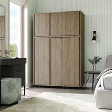 6 Sliding Doors Wardrobe Bedroom Storage Closet Clothes Hanging Rail Cupboard
