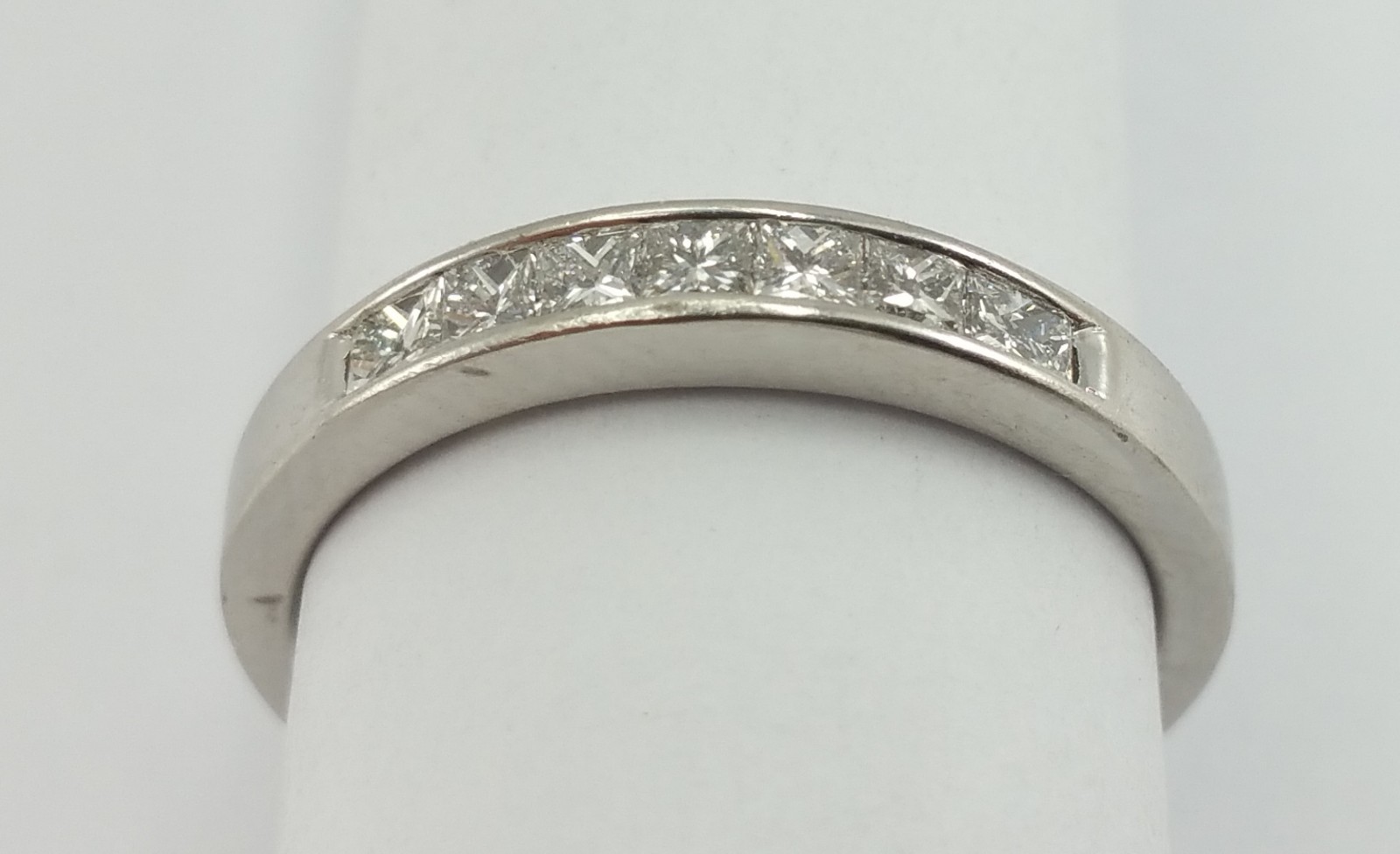 Unique Solid Platinum Princess Cut Invisible Sett… - image 2