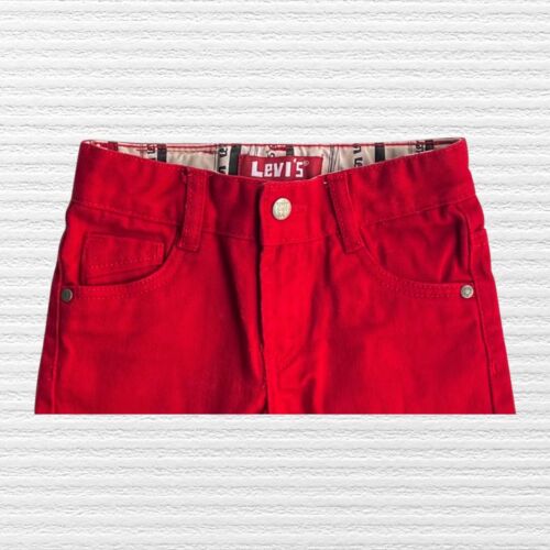 New Retro Levi's Boys Classic Denim Shorts Red Flat Front Red Label Size 5 - Picture 3 of 12