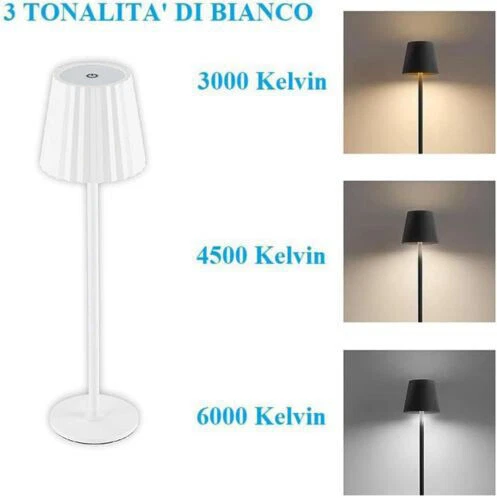 Lampada da Tavolo LED 5W Touch Paralume Plissettato Senza Fili Dimmerabile IP20 - Immagine 3 di 4