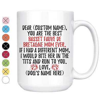 Personalized Basset Fauve de Bretagne Dog Mom Coffee Mug, Dog Owner Women Gift
