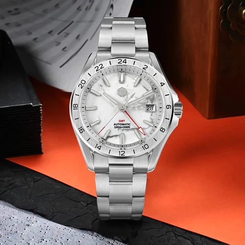SAN MARTIN SN0129-G-B GMT Automatic Gemstone Dial Date Display 39mm 10ATM Watch - Picture 10 of 44