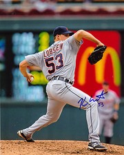 KYLE LOBSTEIN   DETROIT TIGERS   ACTION SIGNED 8x10