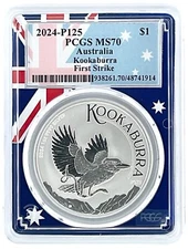 2024 Australia 1oz Silver Kookaburra PCGS MS70 First Strike - Flag Frame POP 300