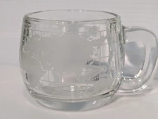 Set of 12 Vintage 70s Nestlé Nescafé World Globe Frosted Clear Glass Coffee Mugs