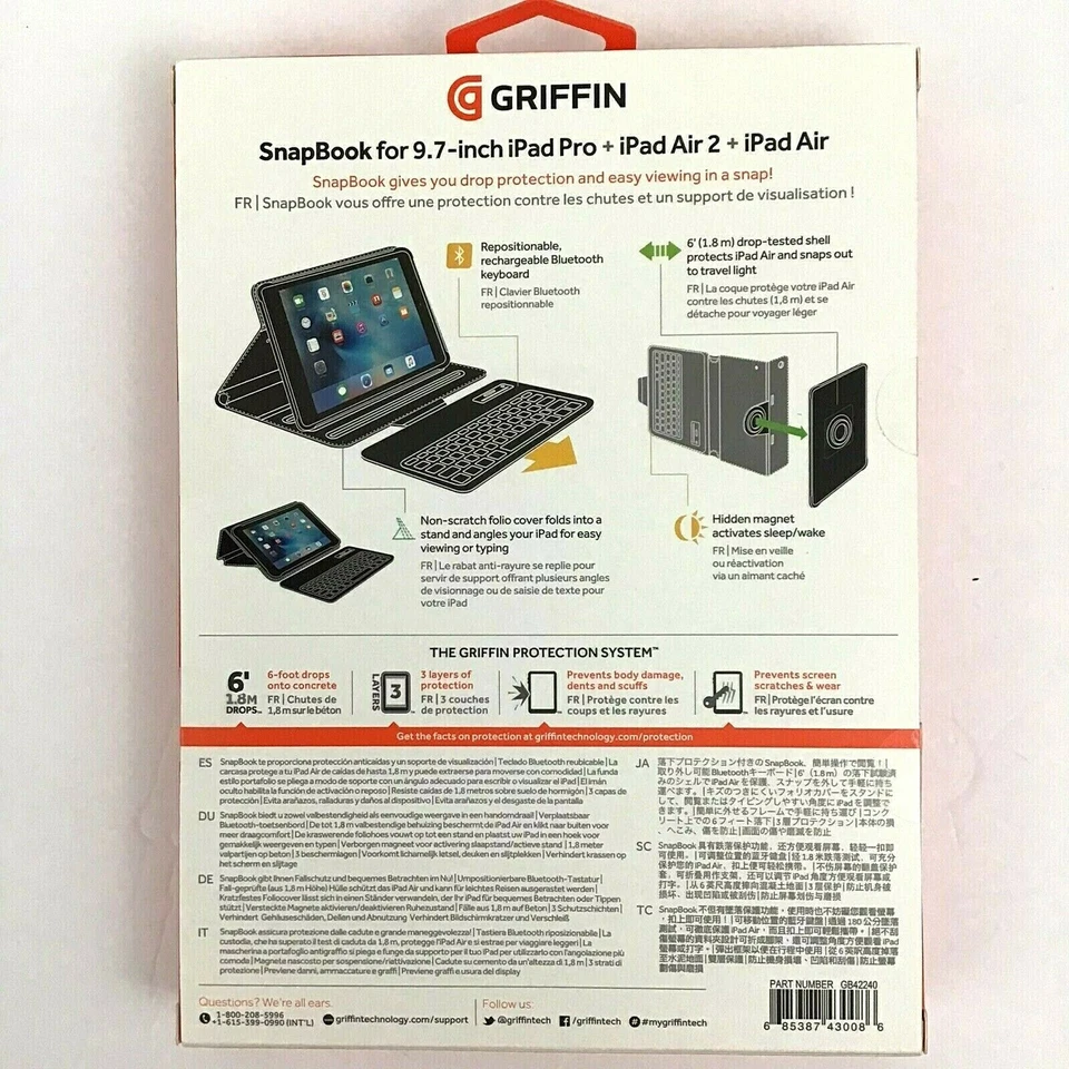 Griffin GB42240 SnapBook Folio + Keyboard For 9.7 iPad Pro, iPad Air 2, iPad Air - Image 4 of 4
