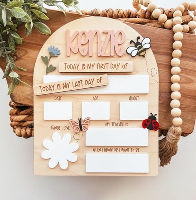 Personalized Interchangeable First & Last Day of School Photo Board
