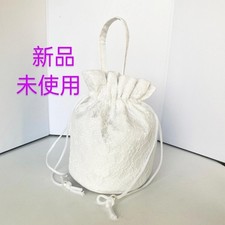 Lace Drawstring Bag for Kimono Furisode Coming-Of-Age Ceremony Graduation White
