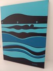 Swimmer Diver Waves Ocean Sea Pop Blue Tiki Tropical Island Palm trees  Hawaii — photo 3