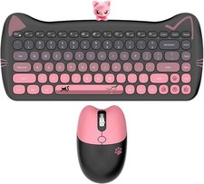 Cute Cat Keyboard and Combo with Magnetic Cat Figure Wireless 2.4GHz, Compa...
