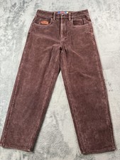 Empyre Corduroy Pants Mens 28 Brown Purple Relax Baggy Fit Skater 5 Pocket Retro