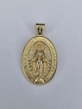 Colgante Medalla Milagrosa Virgen María Plata de Ley 925 Chapado en Oro 18K