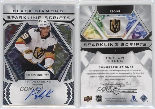 2020-21 Upper Deck Black Diamond Sparkling Rookie Scripts Peyton Krebs Auto RC