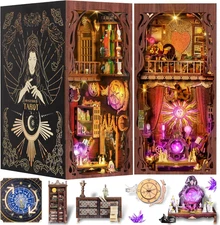 DIY Book Nook Kit, 3D Wooden Puzzle Booknook, Bookshelf Miniature House Kit Doll